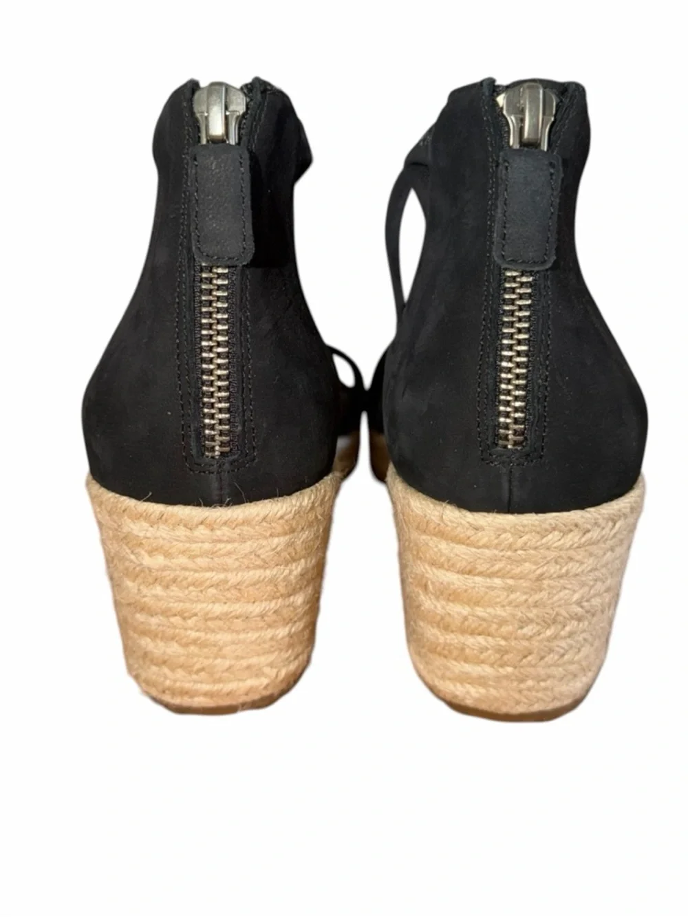 Eileen Fisher Wanda Black Nubuck Espadrille Wedge Sandals Size 11 Comfort Resort